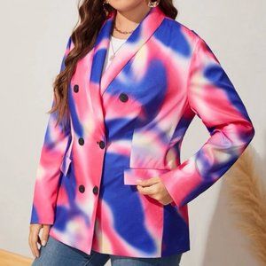 Tie Die Print Blazer Jacket – Plus Size